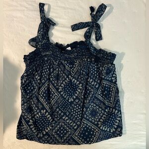 Navy Blue Patterned Women's Top
